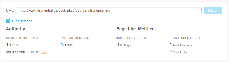 Metriken einer Webseite